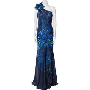 RENE RUIZ Collection NWT Blue Printed One Shoulder Gown Plus Sz 18